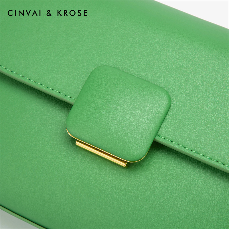CinvaiKrose 牛皮包包女腋下包百搭斜挎包小方包潮单肩包女包B6376·绿色