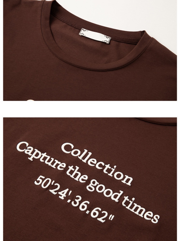 【95棉】凯诗帕字母刺绣T恤6420·咖啡色