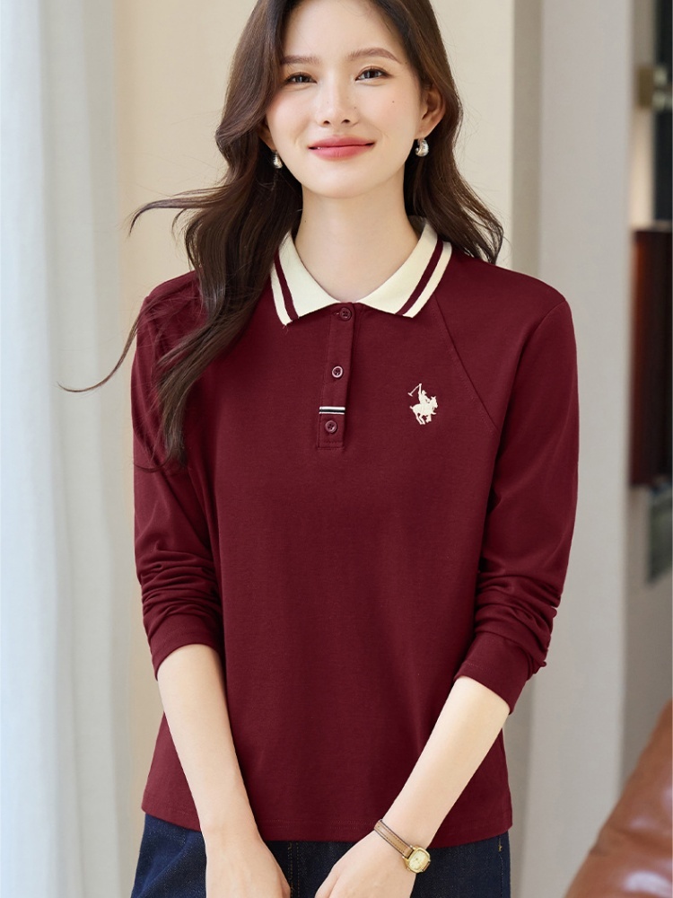 【92精梳棉】轩凌子拼接翻领T恤S82530166·白色