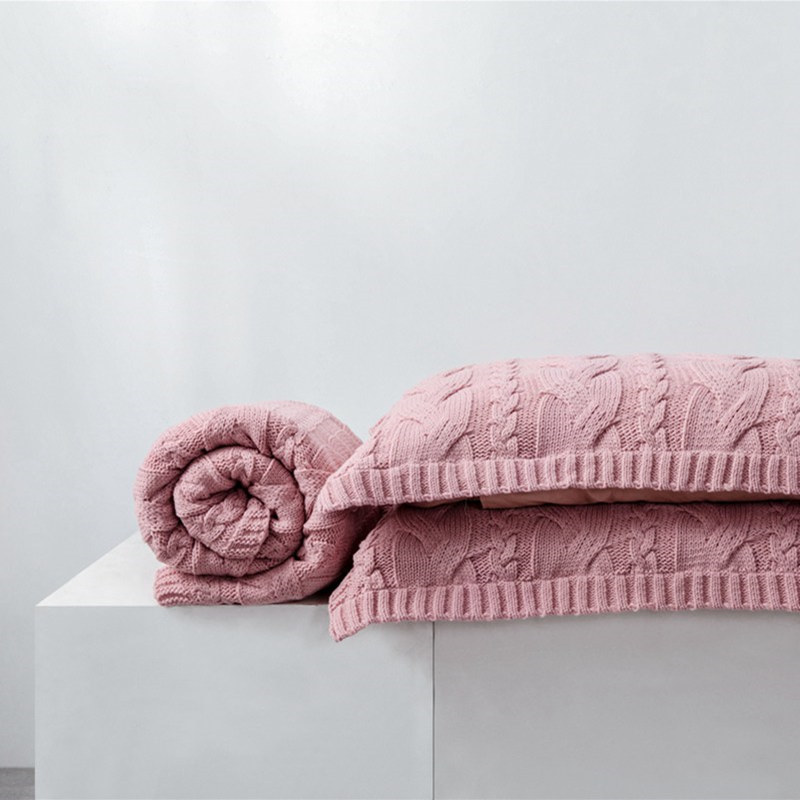 一梦针织羊羔绒艾玛枕套一对装48*74cm·粉色