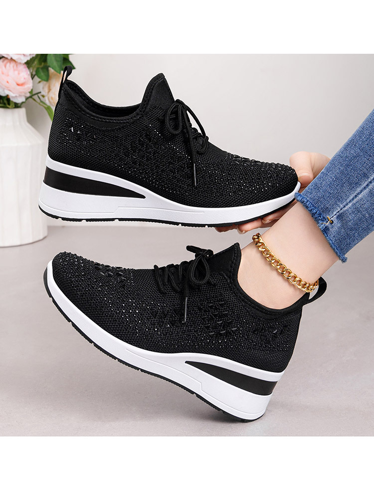 新款时尚烫钻通勤百搭大码增高鞋·白色