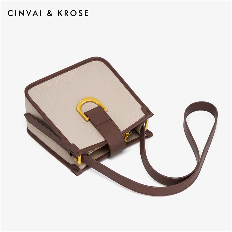 CinvaiKrose 包包新款包包女斜挎包感ins单肩包女包B6294·意式咖杏