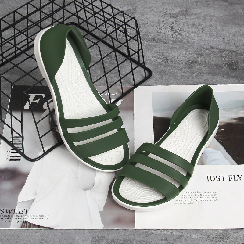 夏季韩版减龄舒适平底时尚沙滩拖鞋凉鞋·绿色