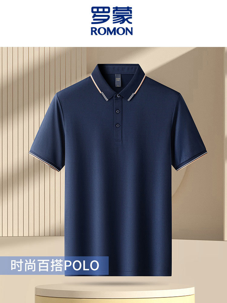 罗蒙男商务休闲短袖polo衫14LP50001·藏青