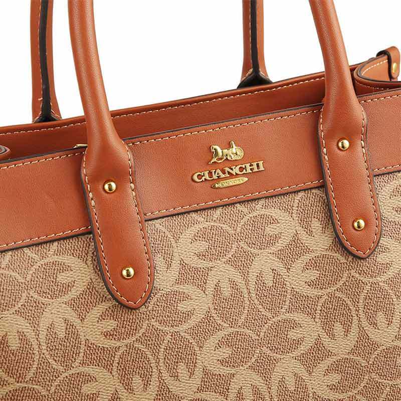 冠驰条纹托特包a棕色