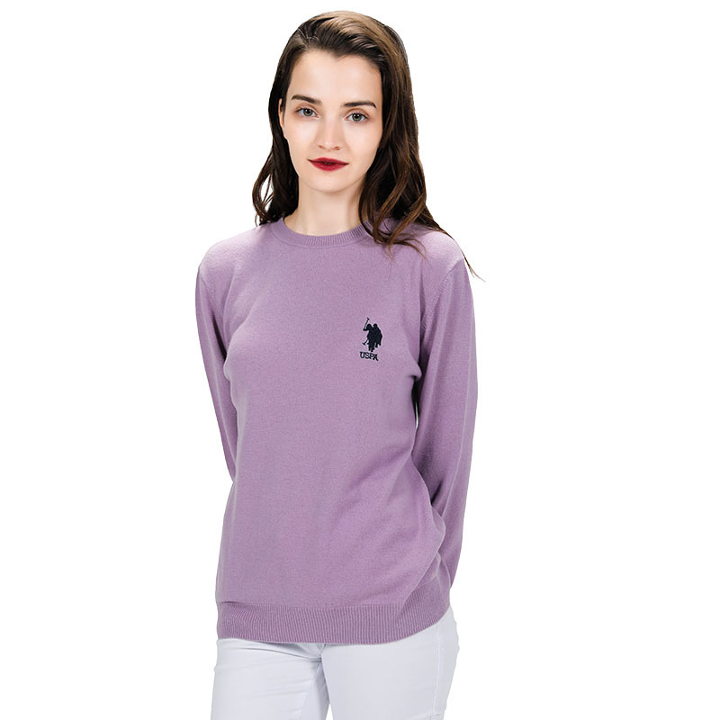 美国U.S.POLO ASSN.100%羊毛羊毛衫女款·香芋紫