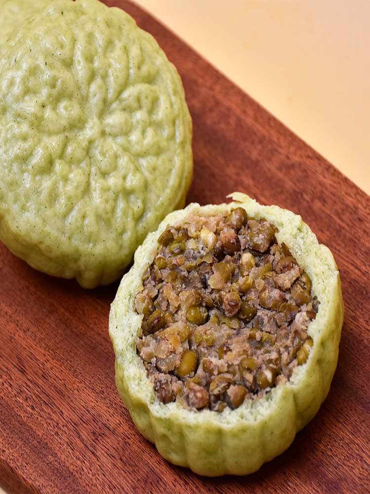 抹茶蔬菜薄皮绿豆包400g*5袋