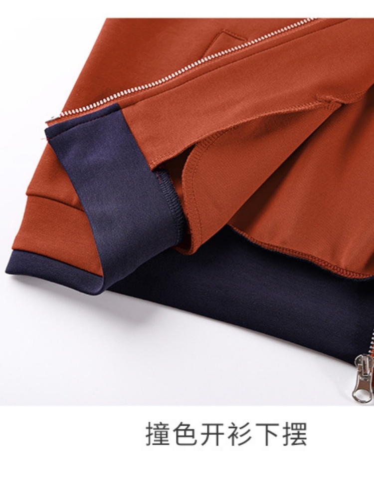 轩凌子撞色圆领外套S82530009·酒红色