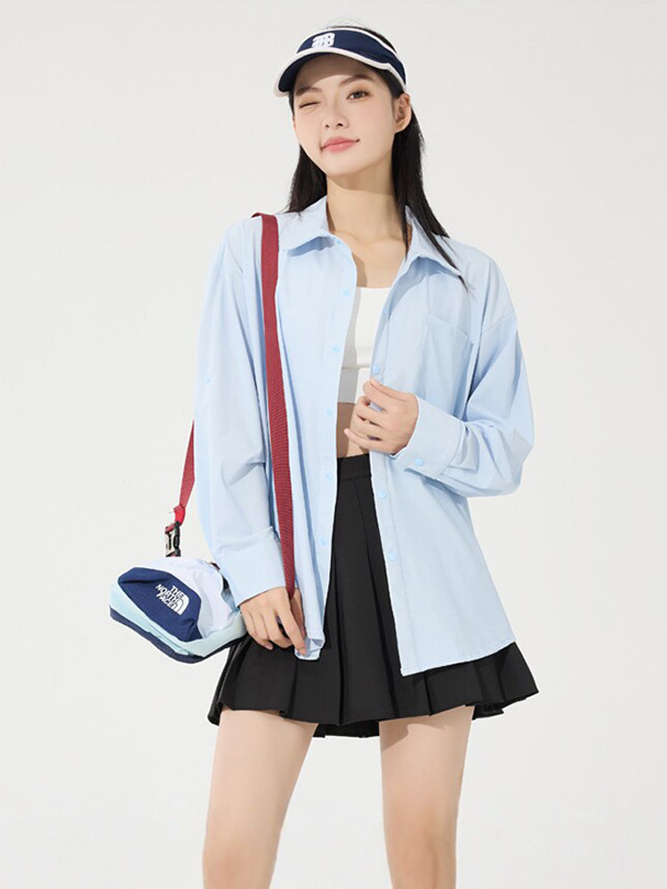 【质检UPF50+/专柜同款】设计师时尚冰感透气防晒衬衫·火龙果色