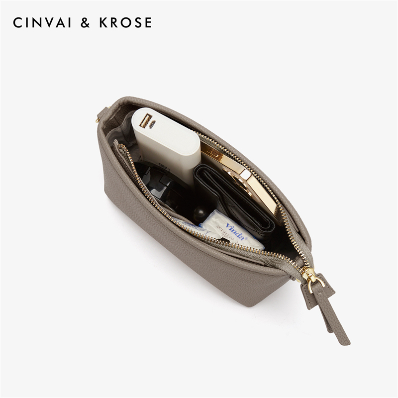 CinvaiKrose 包包女斜挎包高级质感小众单肩包女包小方包B6506·浅灰色