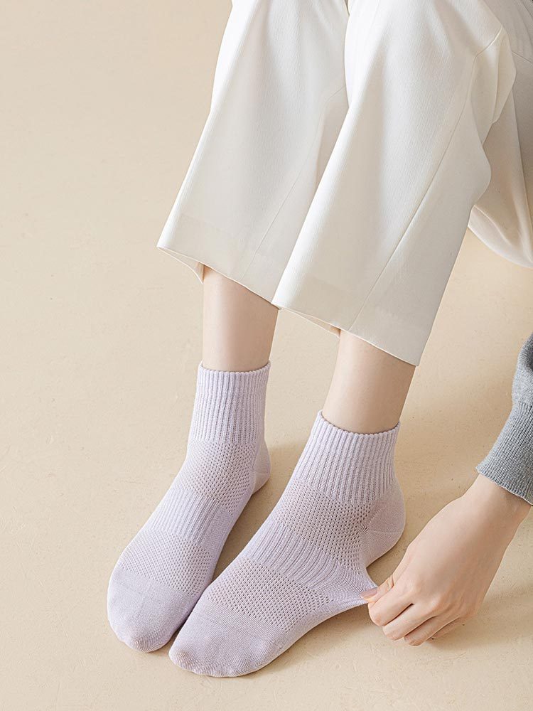 5双装春夏苎麻透气网眼防臭短袜男女袜8854#·女袜