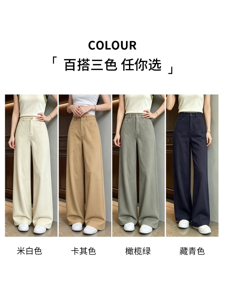 西果春夏高腰纯棉阔腿裤26327·绿色加长
