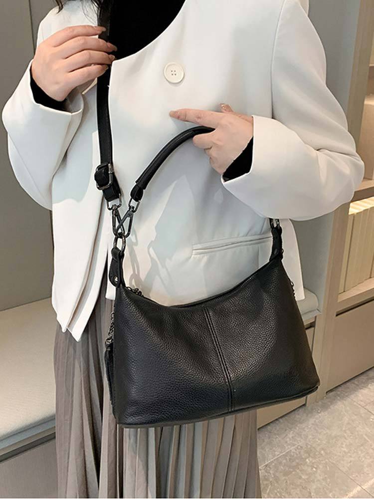 头层牛皮软真皮气质单肩女包斜挎包2231#·海蓝色