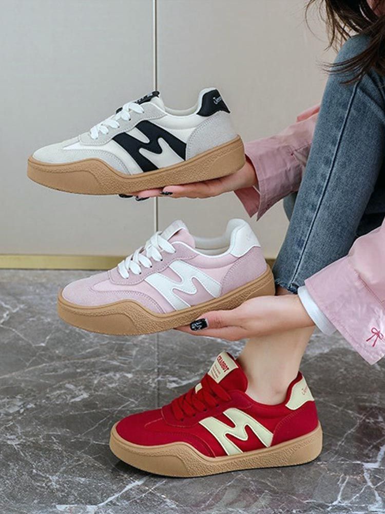 春秋简约皮面增高运动板鞋德训鞋TQ102#·米色