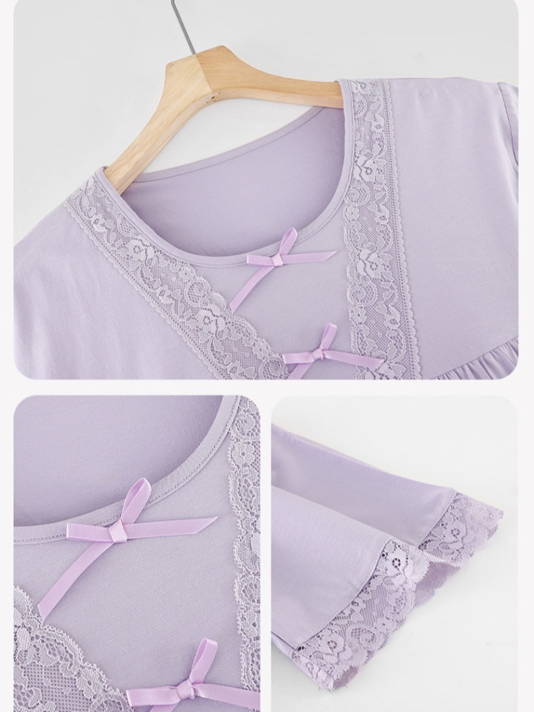 【带胸垫】安曼莫代尔短袖蕾丝睡裙家居服6001·LG6001
