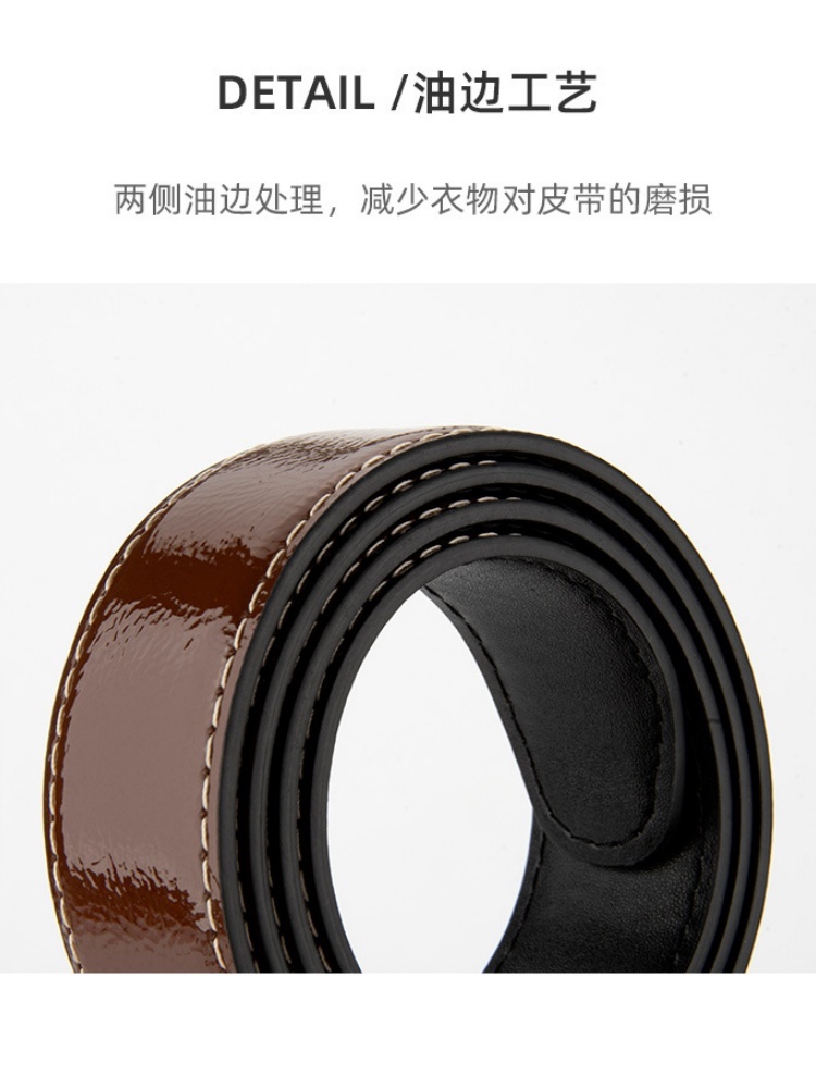 杜鹃鸟漆面牛皮马蹄扣腰带38029·浅灰