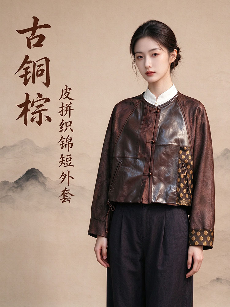 锦羊皮亚麻时尚外套JLS20260350·咖色