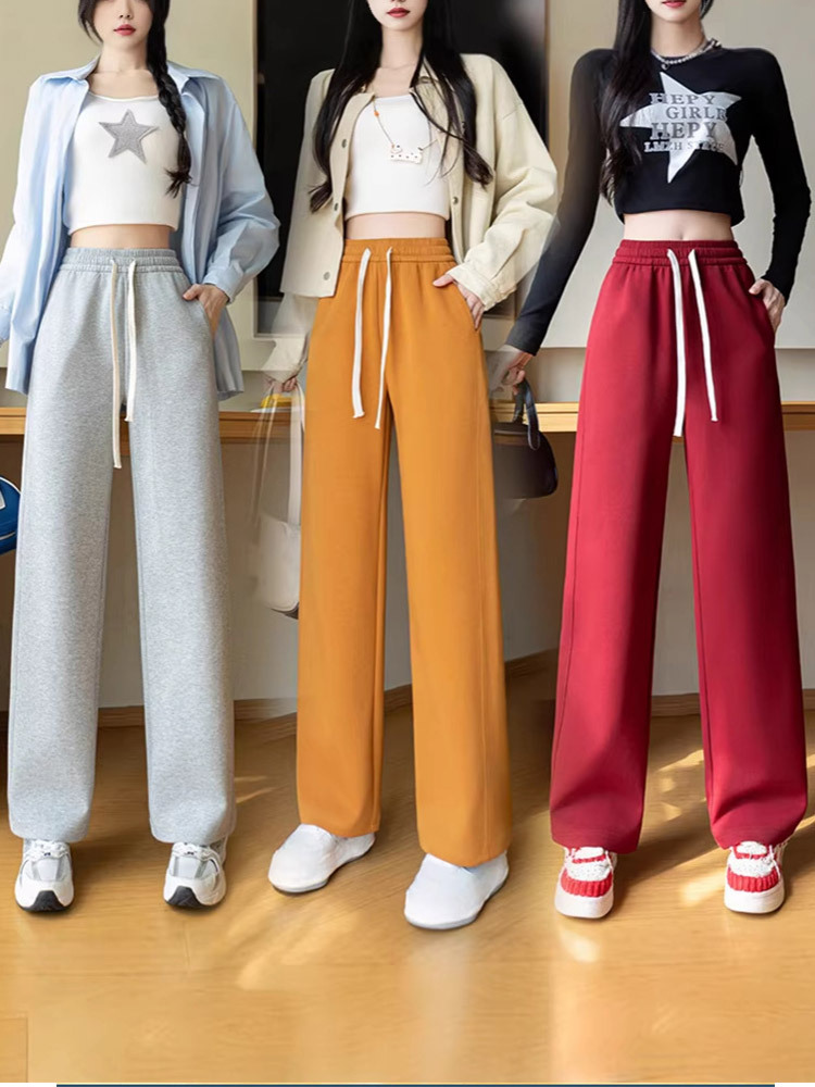 新款曼巴棉高腰垂感显瘦直筒窄版阔腿裤·黑色