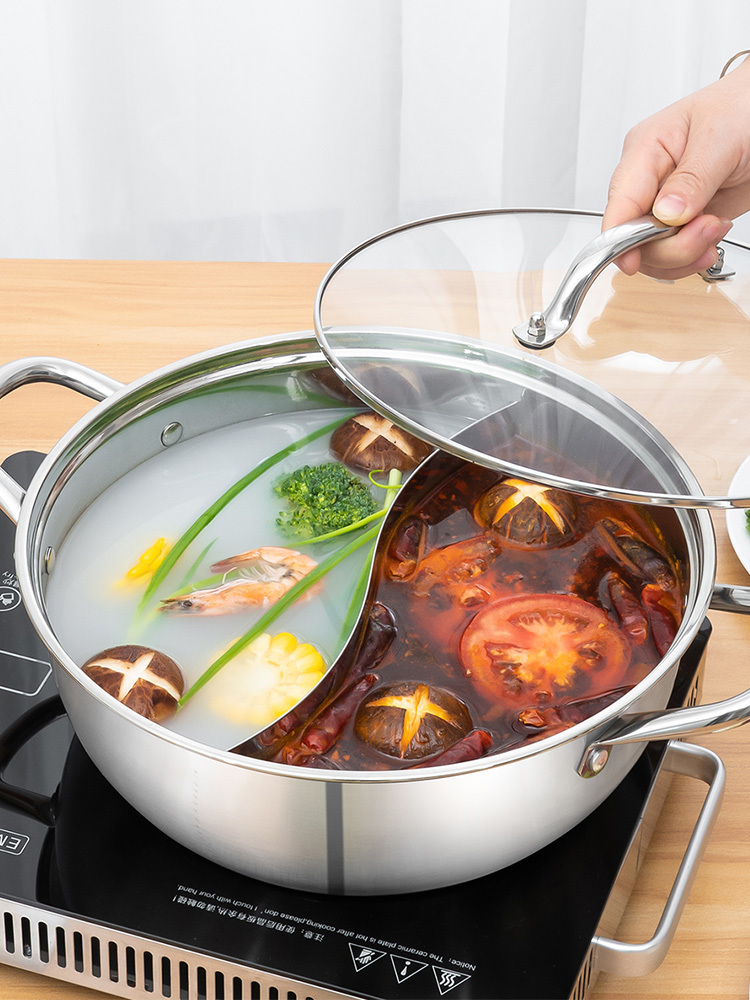 德铂 鸳鸯火锅30cm（送汤勺、漏勺）DEP-DS255