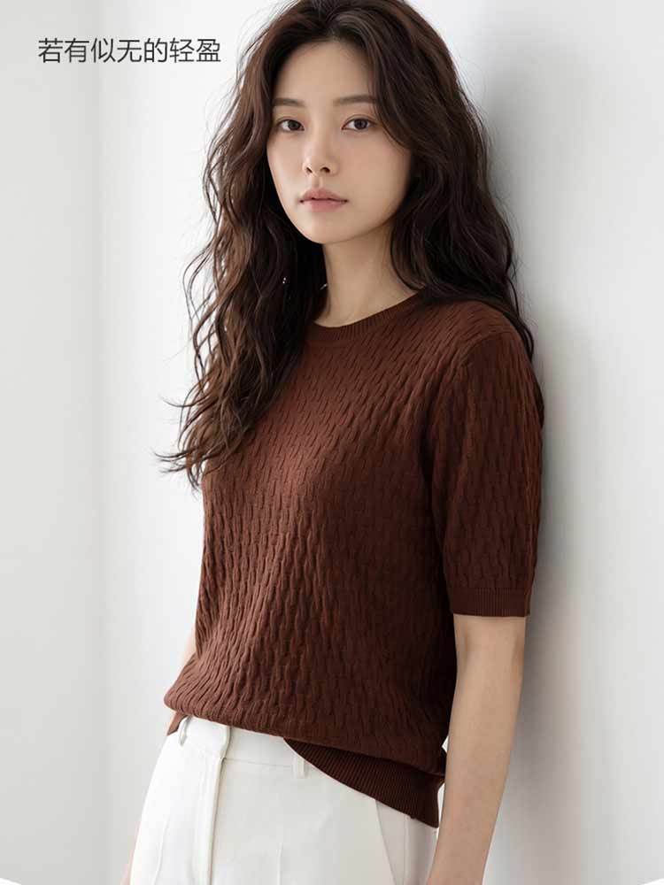 婵阅专柜高货桑蚕丝天丝肌理立体显瘦女式上衣·TG03S404-黑色