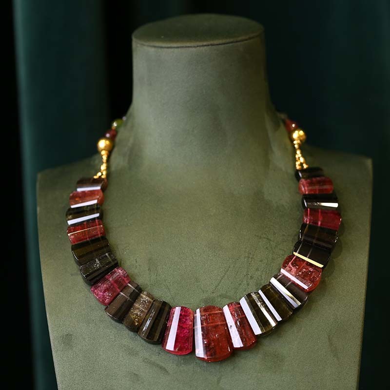 慕古18k金豪华碧玺套链