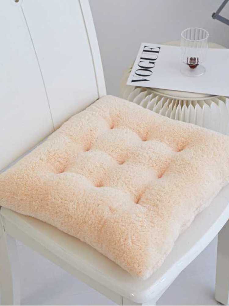 4个纯色沙发毛绒坐垫椅子加厚软垫子40*40*7cm·米黄