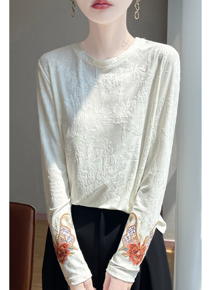 古韵国风重工绣花透气高雅上衣·款式1-经典黑