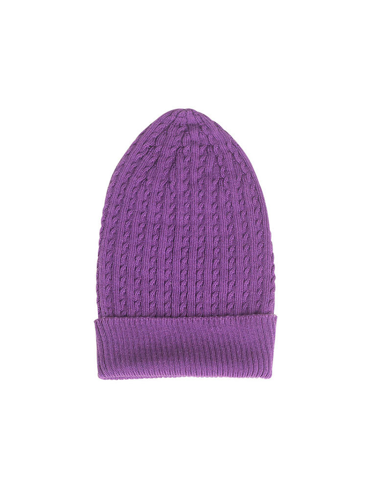 布休依-泓凯-秋冬真丝羊绒保暖帽·紫色