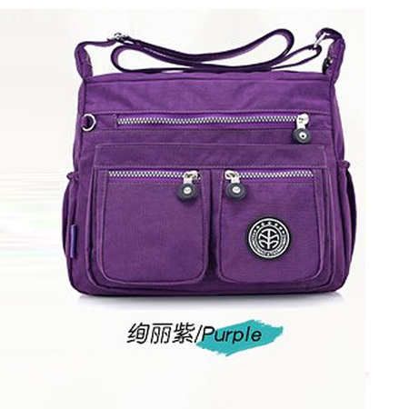 老妈斜挎包女帆布包紫色