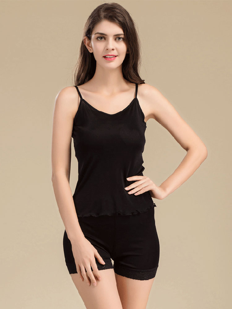 【2件超值组】桑蚕丝丝滑薄款亲肤透气百搭吊带背心·肤色+白色