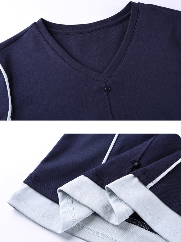 【92精梳棉】轩凌子高支撞色V领T恤S82610016·深花灰