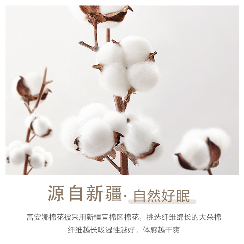 富安娜全涤磨毛抗菌博雅抗菌棉花四季被冬被冬厚被白