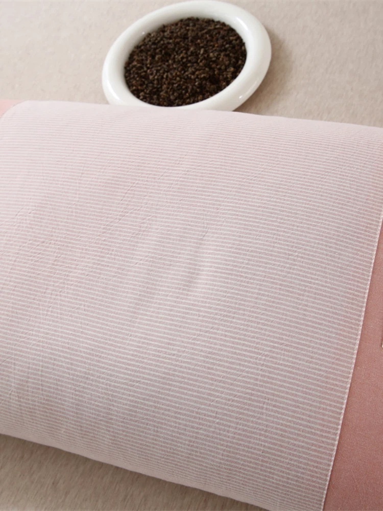 2只全棉简约条纹款荞麦枕头枕芯·粉色