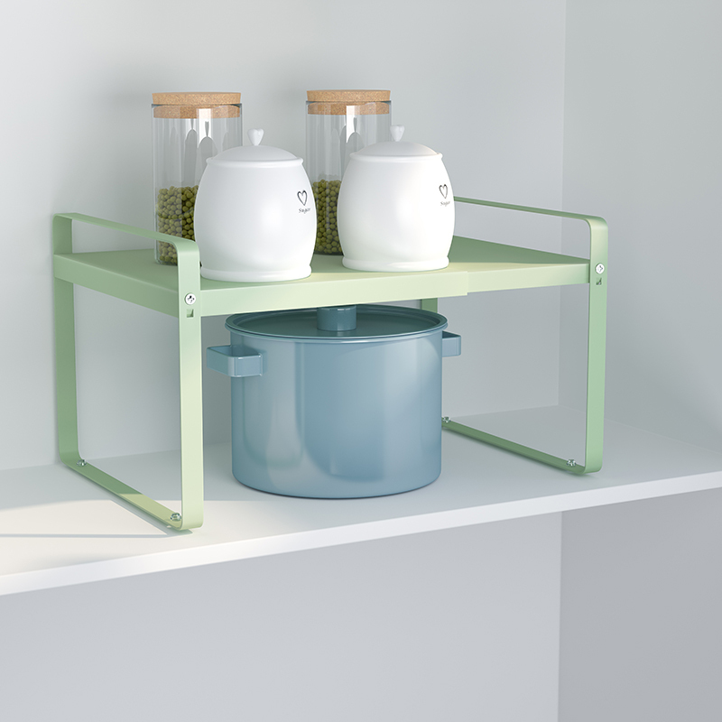 21款金属烤漆可伸缩橱柜架c云杉绿