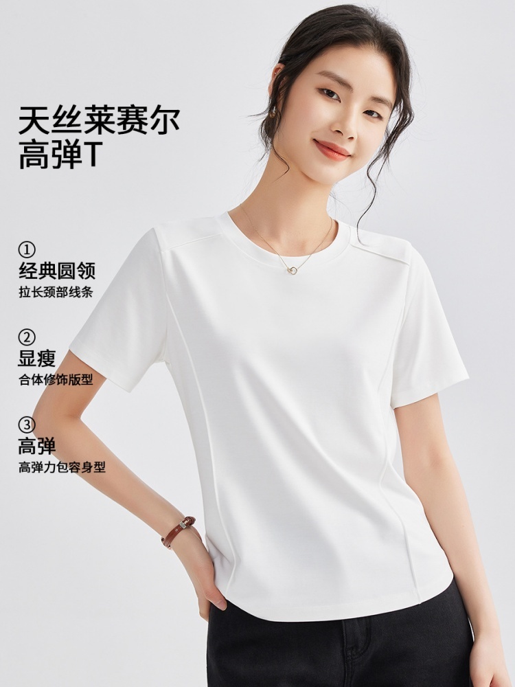 【丝滑天丝】修娴弹力速干面膜T恤M823·花灰色