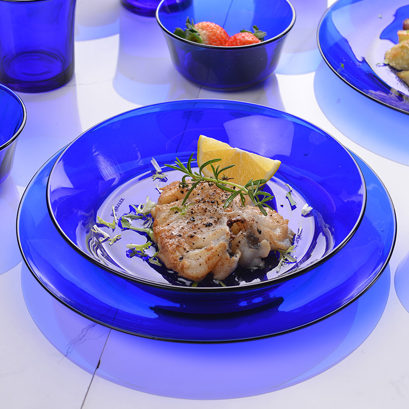 多莱斯（DURALEX）法国进口玻璃餐具四人15件套-配沙拉碗水杯夏季高人气组合-多款多色·宝蓝色