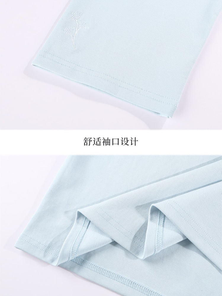 【92精梳棉】轩凌子烫钻绣花七分袖T恤XS82620226·黑色