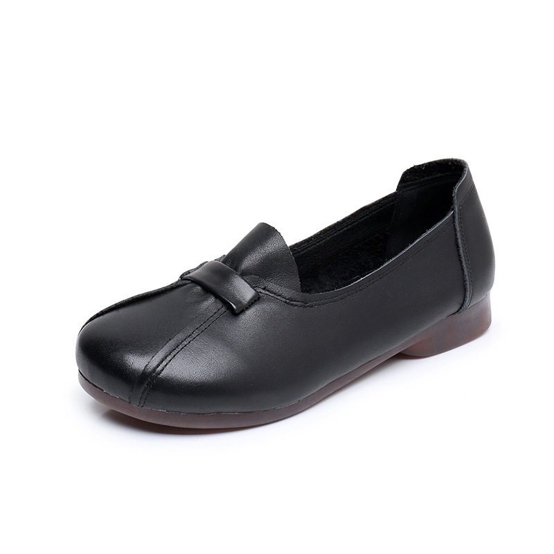 M.新款牛皮女士一脚蹬舒适休闲乐福鞋·8311-黑色