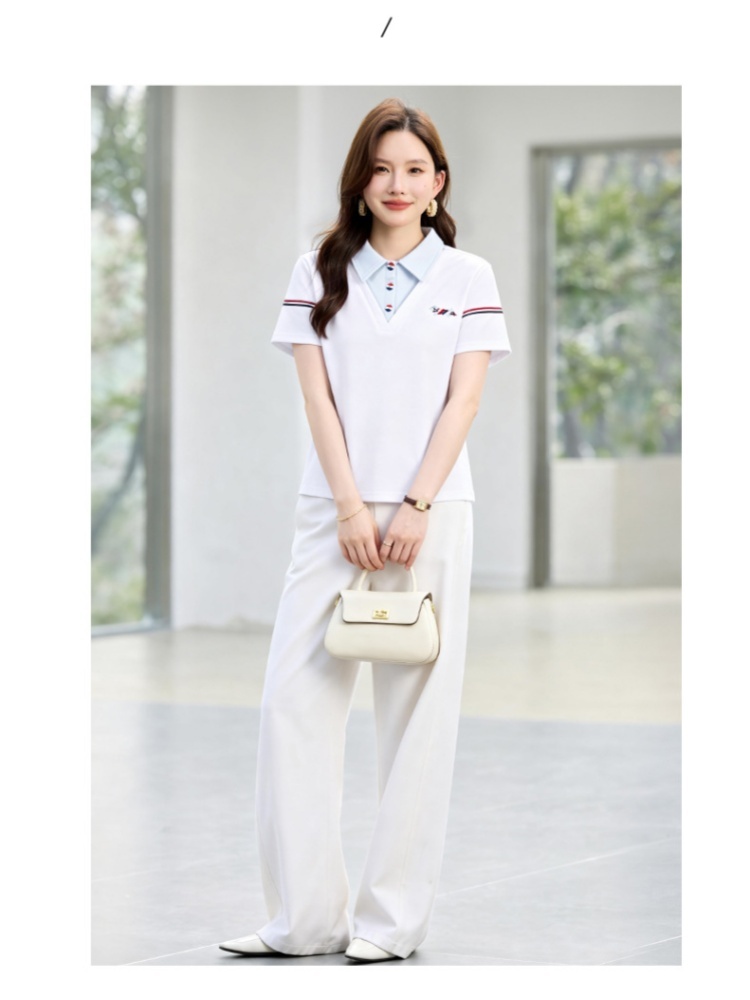 【92精梳棉】轩凌子假两件翻领短袖T恤XS82620087·清水绿