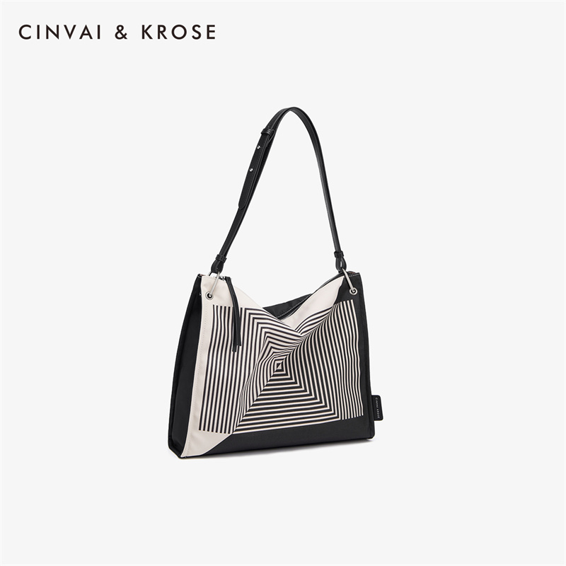 CinvaiKrose 包包潮女包几何手提包大容量单肩托特包B6219·黑色