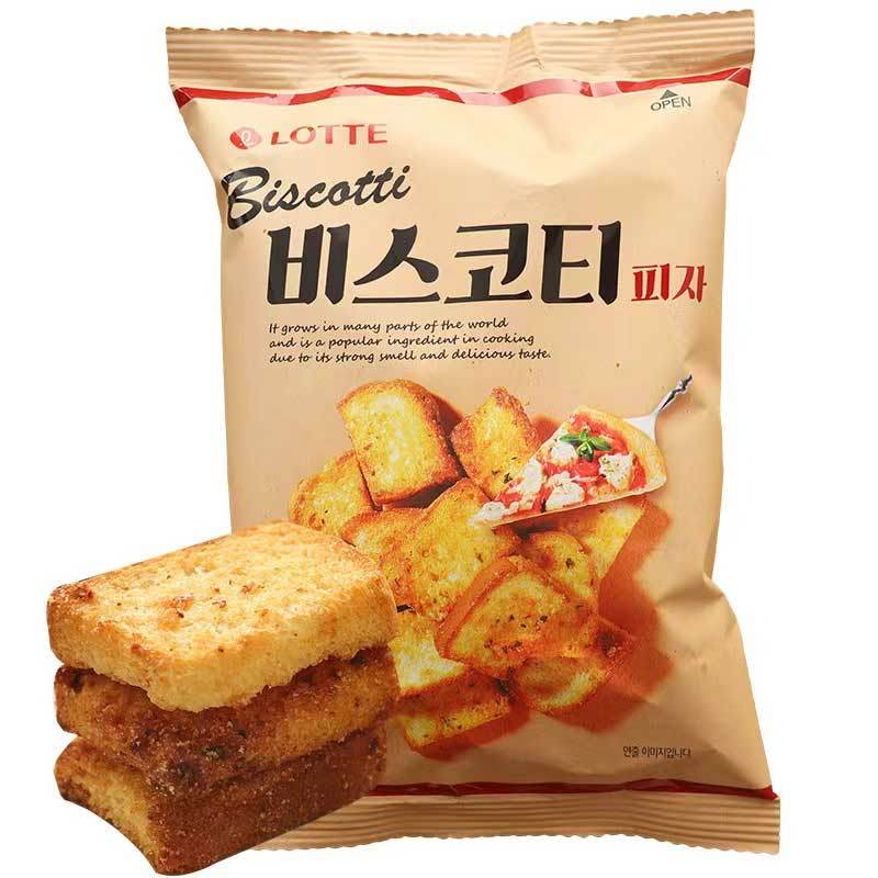 韩国进口乐天蒜香披萨味烤面包片70g*3大包