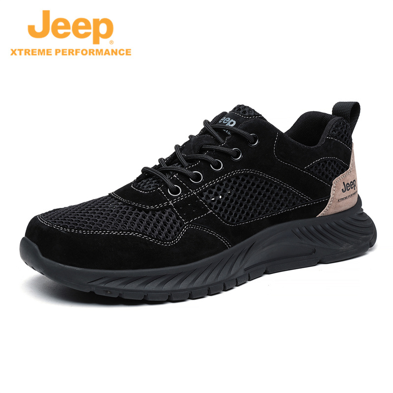 jeep男鞋夏季透气薄款镂空网P211291207·黑色