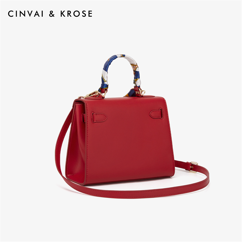 CinvaiKrose 红色包包手提斜挎包女通勤妈妈包女包C6519·红色