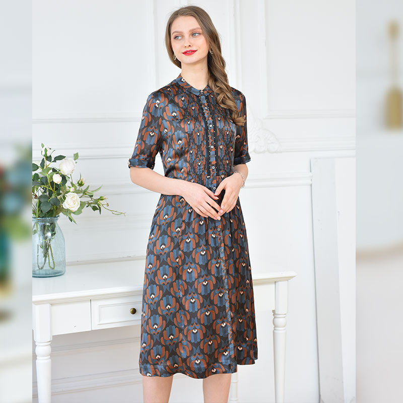 恒源祥fazeya纯桑蚕丝815真丝女裙·815-2蓝色