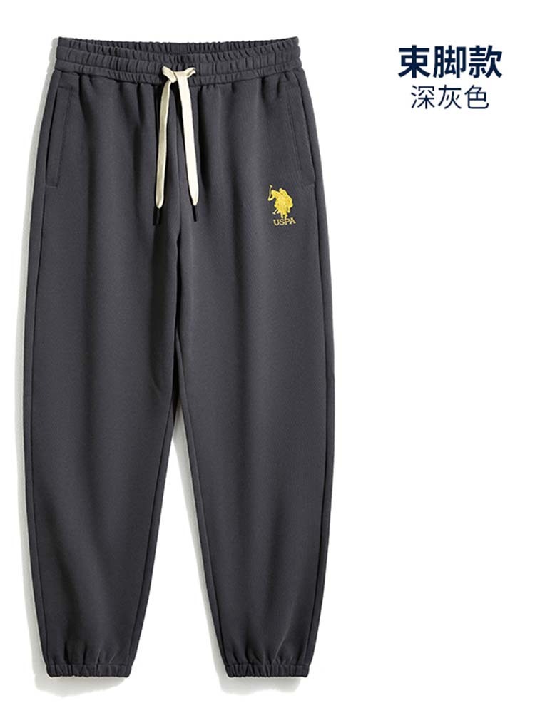 USPA春秋款华棉复牛奶丝卫裤K653·深灰(束口)