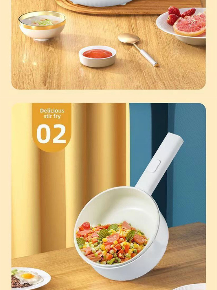 小白电煮锅双层电煮锅陶瓷锅家用多功能一体电蒸锅·白色20cm