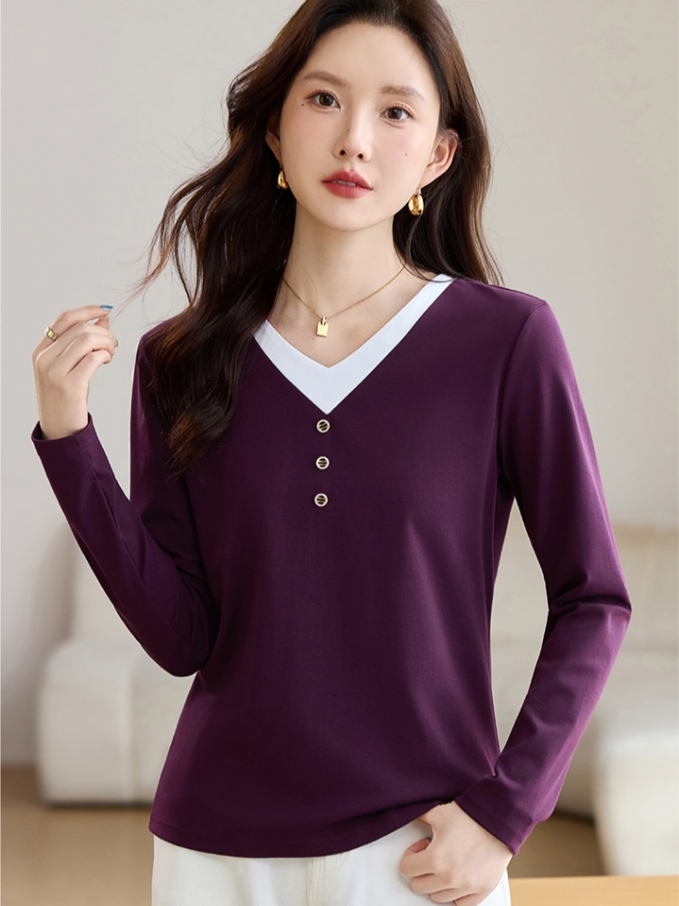 【高弹92棉】轩凌子高支拼接假两件T恤S82530019·深花灰