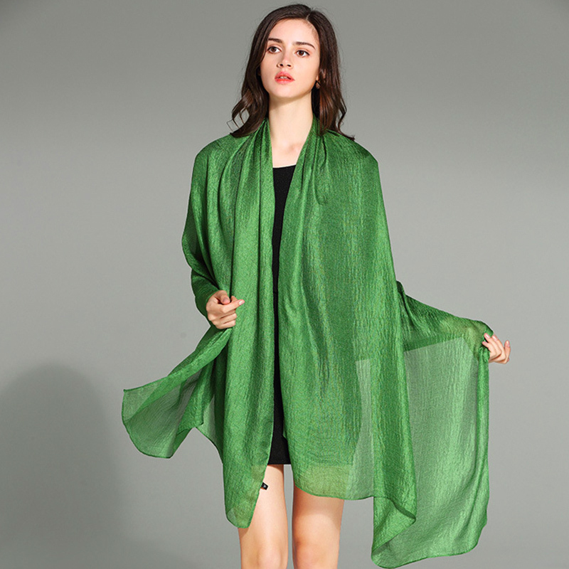 超长款两用四季披肩女士防晒百搭丝巾（185*100cm）7007·草绿色