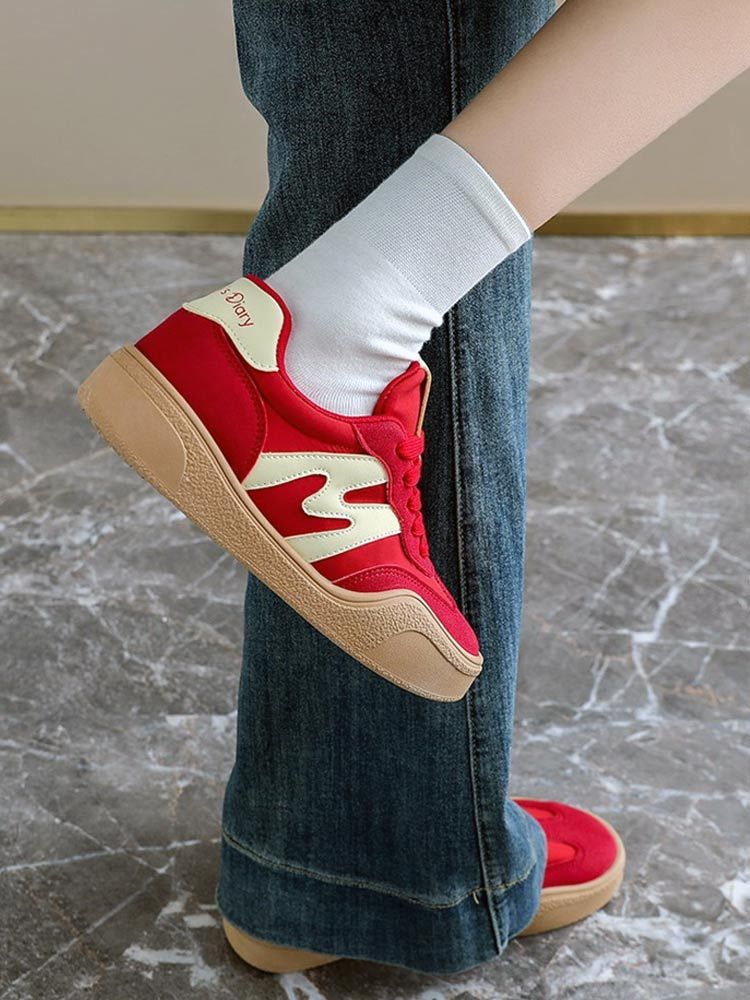 春秋简约皮面增高运动板鞋德训鞋TQ102#·米色