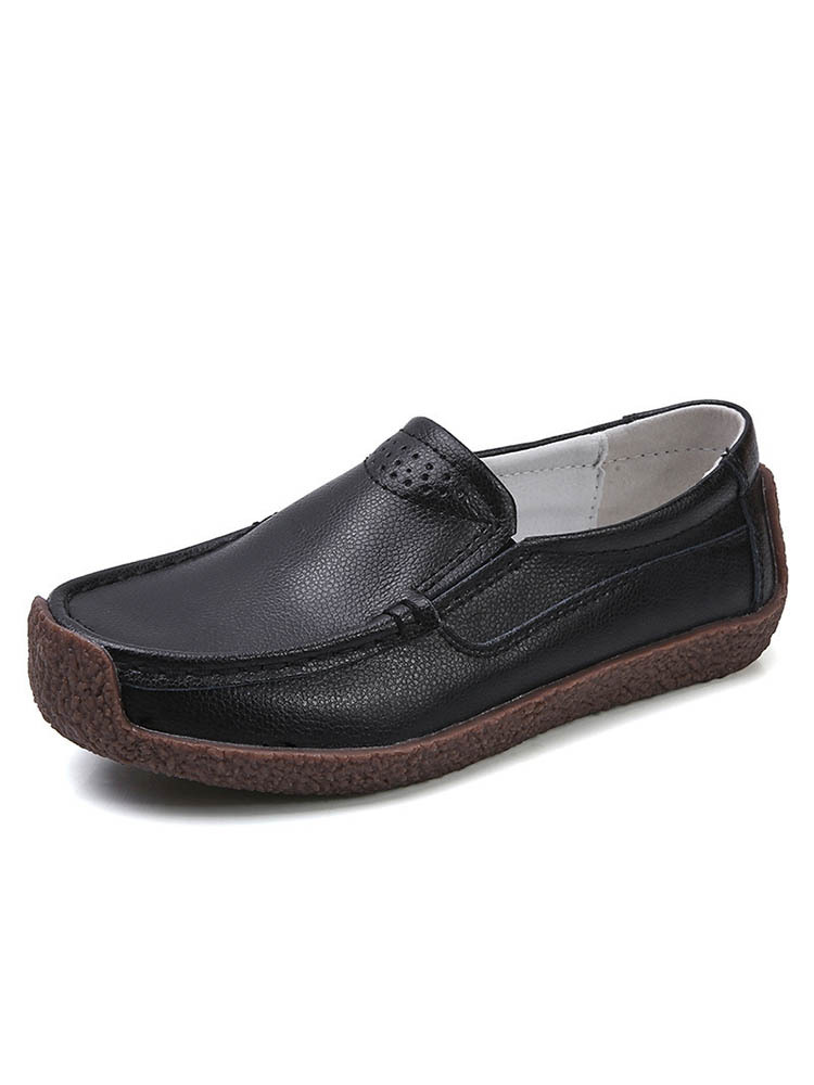 孤品捡漏 牛皮面橡胶软底休闲懒人鞋·黑色